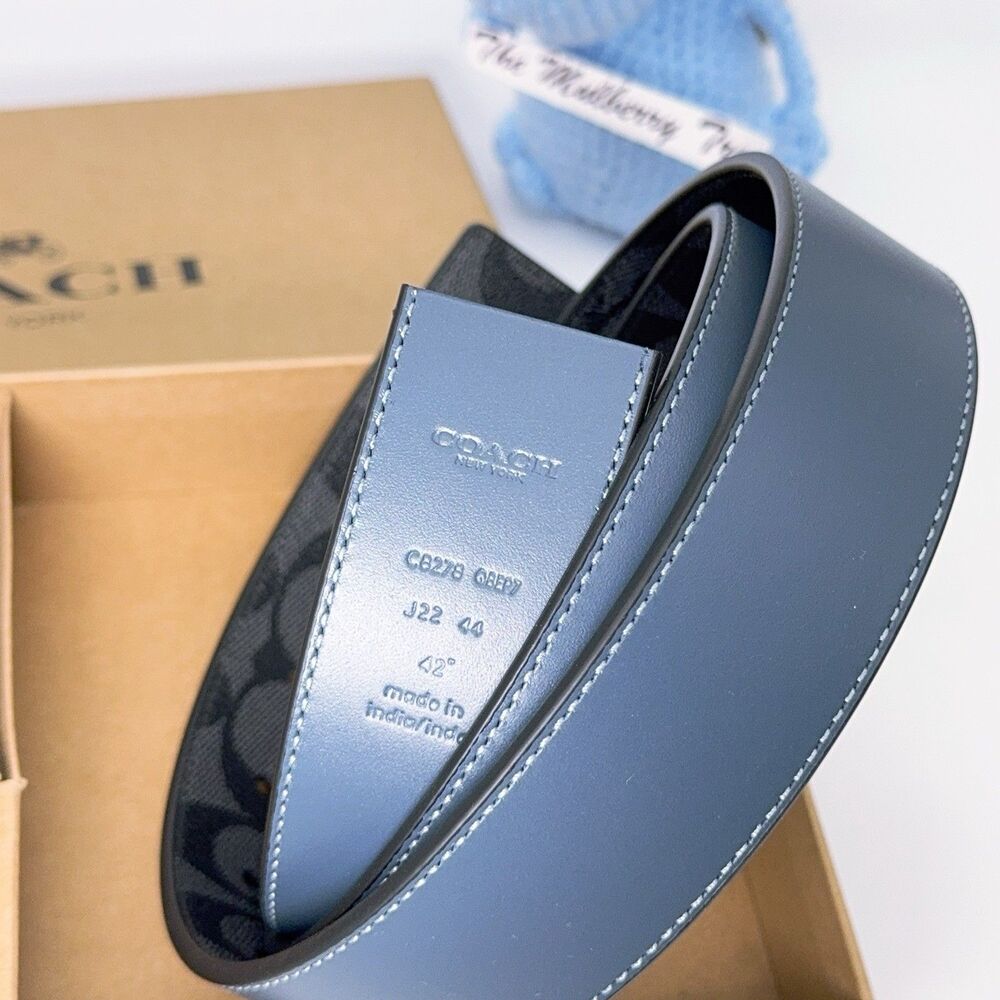 Coach C8278 Boxed Card Case And Belt Gift Set Colorblock Signature Canvas Denim - Picture 5 of 7